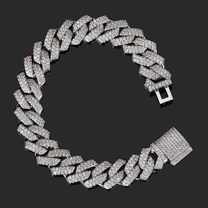 Cuban Link Moissanite Diamond <b>Bracelet</b> 925 <b>Silver</b> Iced Out Chain <b>Bracelet</b> Hip Hop Jewelry - Product Image 1