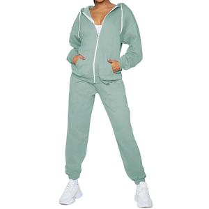 Recién llegado, chándal con cremallera de peso pesado para mujer, cómodo traje de dos piezas con cremallera completa para invierno de talla grande - Product Image 1