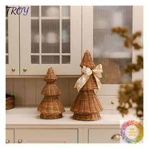 Recuerdo Artesanal de Ratán con Forma de Árbol para Cestas de Regalo de Navidad, Recuerdos de Fiesta, Tiendas Boutique y Exhibiciones de Regalos de Temporada - Product Image 3