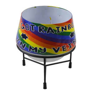 Metal Pot With <b>Stand</b> LGBTQ Theme Home & Table Decor Office and Living Room Design Metal Flower <b>Vase</b> Rainbow Colored - Product Image 4