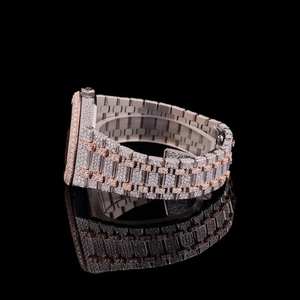 Montre de luxe à mouvement à quartz, sertie de diamants Moissanite de qualité export, en or rose, style Hip-Hip, étanche 3 ATM, par Black Ocean Jewels - Product Image 4