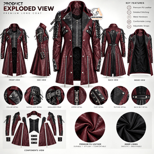 Veste matelassée longue en coton pour homme Hema, col montant, fermeture éclair, imperméable, respirante, coupe-vent, hiver, noir, rouge, écologique - Product Image 5