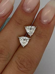 Triangle Cut Diamond <b>Stud</b> <b>Earrings</b> Women's Minimalist Claw Setting Fine Jewelry - Product Image 2
