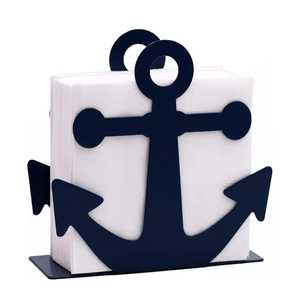 ที่ใส่กระดาษเช็ดปากโลหะรูปสมอเรือ สีน้ำเงินกรมท่า ดีไซน์ทางทะเล ที่วางกระดาษทิชชูสำหรับตกแต่งโต๊ะชายหาด เหมาะสำหรับงานปาร์ตี้ริมชายหาด - Product Image 1