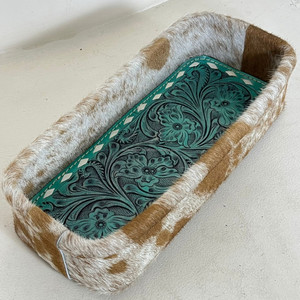 ถาดหนังแท้ทำมือ ปี 2025 สำหรับจัดเก็บของ หนังวัวแท้ ตกแต่งสไตล์ตะวันตก ของตกแต่งบ้านสไตล์เรียบง่าย ของตกแต่งโต๊ะทำงาน - Product Image 4