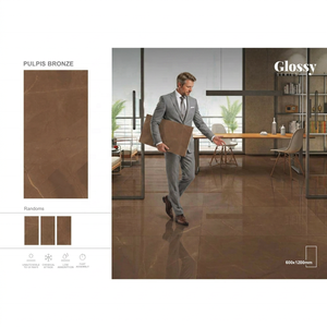 Modern Marble Look 20mm 2x4 Ft Glazed Polished Porcelain Floor <b>Wall</b> Tiles Firebrick Low Water Absorption for Bathroom Outdoor - Product Image 4