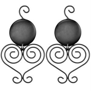 Ensemble de appliques murales décoratives en métal noir, design élégant en forme de cœur, construction robuste, lumière chaude, décoration intérieure classique - Product Image 5