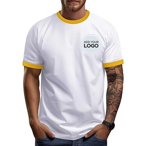 เสื้อยืดคอกลมทรงสปอร์ตชาย แขนสั้น คอตตอน แต่งขอบคอตัดสี เสื้อยืดริงเกอร์ชาย (5-14 ปี) เสื้อยืดสกรีนโลโก้ตามสั่ง - Product Image 5