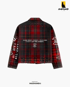 Custom <b>Rhinestone</b> Plaid Flannel Shirt | Distressed Oversized Checkered <b>Jacket</b> | Premium Streetwear Vintage Button Manufacturer - Product Image 5