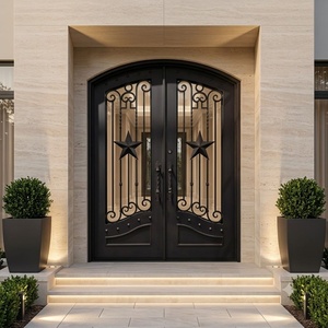 Puerta de Entrada de Hierro Forjado a Mano de Lujo, Resistente al Óxido, Fácil de Montar, Diseño Arqueado, Estilo Moderno, Apertura Abatible - Product Image 2