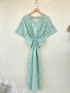 Vestido Kaftán Digital sin Mangas de Algodón con Estampado Floral Tropical para Mujer, Estilo Casual de Verano, para Playa, Islas del Pacífico, En Stock - Product Image 5