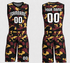 Ensemble de maillots de basket-ball camouflage personnalisés, sublimés, col en V, sans manches, évacuation de l'humidité, vêtements de sport unisexes pour adultes - Product Image 5