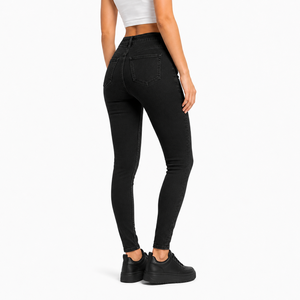 Wholesale Women Sexy <b>Stretch</b> <b>Denim</b> Jeans High Rise Slim Fit Skinny Pants Five Pocket Breathable Trousers Classic Wash Casual - Product Image 4
