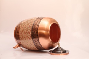 Handcrafted Pure <b>Copper</b> Water Dispenser Ayurvedic Storage Tank with Floral Print & Leak-Proof Tap for Home Office Usage - Product Image 4
