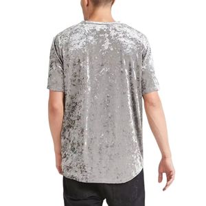 Camiseta de Terciopelo Premium Negra con Rayas Verticales para Hombre, Camiseta de Manga Corta con Cuello Redondo, Estilo Urbano - Product Image 5