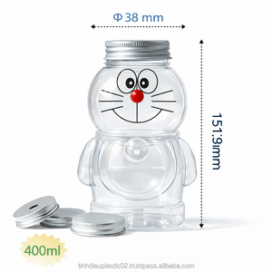 Cartoon 400ml PET <b>Plastic</b> Bottle with Aluminum Lid Screw Cap Sealing for Juice Tea Drink <b>Packaging</b> Export to Asia - Product Image 6