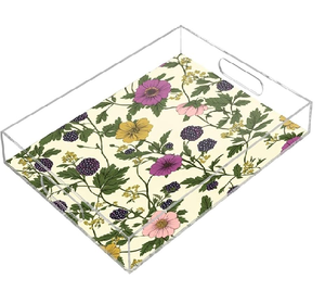 <b>Clear</b> Acrylic Flower Printed Acrylic Serving Tray Manufacture Supplier Hotel & Restaurant For Catering & <b>Table</b> Decor Accent - Product Image 1