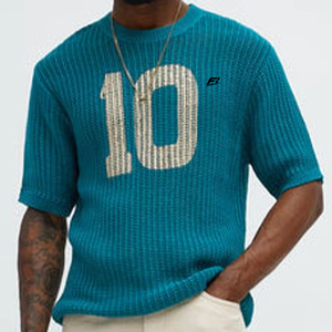 Camisetas Personalizadas de Punto para Hombre, Transpirables, de Malla de Algodón, Manga Corta, con Número 10, Estilo Urbano, Moda de Verano, Suministro al por Mayor - Product Image 1