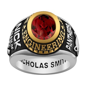 Anillo de Graduación Personalizado de Plata Esterlina 925 para Hombre, con Piedra de Nacimiento Ovalada en Oro Rosa, para Estudiantes de Secundaria y Universidad - Product Image 1
