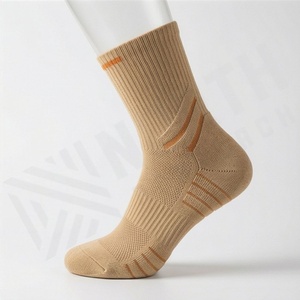 Crew <b>Socks</b> Beige Solid Knitted Breathable <b>Running</b> <b>Socks</b> for Adults Summer Sport Wear - Product Image 3