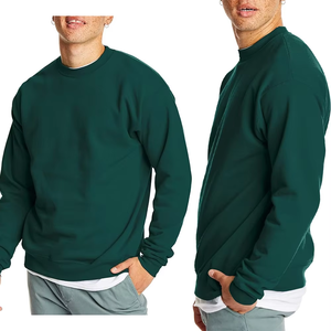 Sweat-shirt à col rond vert pour homme, coupe classique, tricot uni, décontracté, pour l'automne - Product Image 5