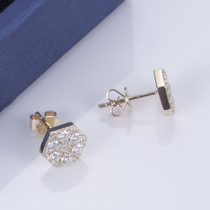 ต่างหูเพชรทรงหกเหลี่ยม AMBER JEWELS ทองคำแท้ 14K สไตล์วินเทจ ใส่ได้ทุกวัน สี G รับรองโดย IGI เพชรเพาะเลี้ยงในห้องปฏิบัติการ - Product Image 3