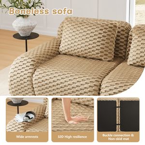 Divano Moderno Modulare Oversize a 3 Posti in Tessuto Flanella con Seduta Profonda Senza Struttura per Soggiorno 114 - Product Image 6