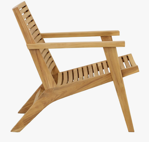 Fluid Silhouette Teak Wood Sun Lounger Ergonomic Reclined Slat <b>Bench</b> with Flat Timber Armrests - Product Image 3