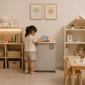 Ensemble de jeu d'évier de cuisine en bois pour enfants avec robinet fonctionnel, pour les 2-4 ans, jeu d'imitation. - Product Image 5