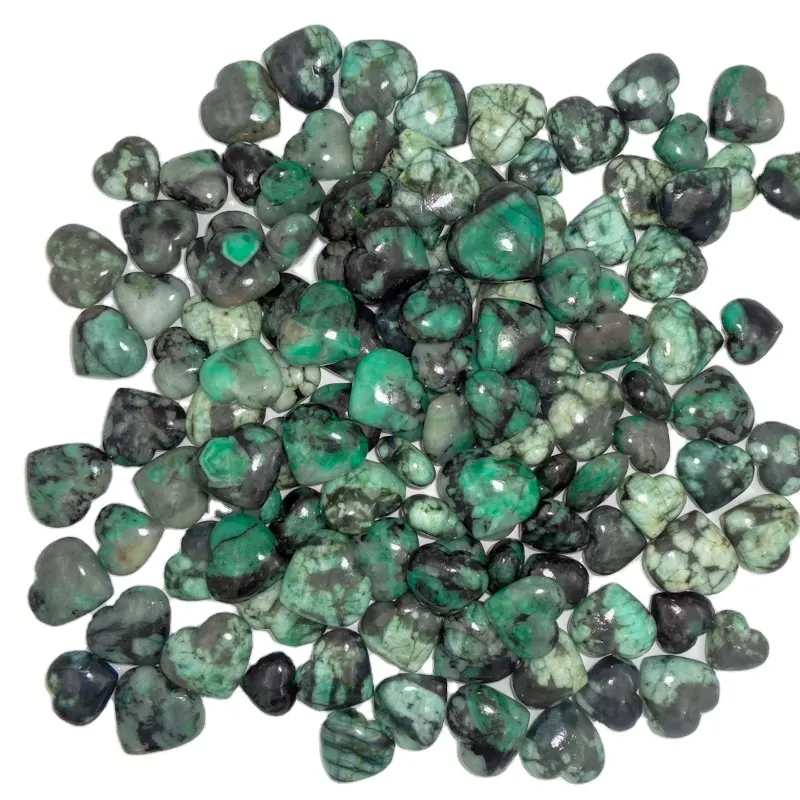 Doğal taş zümrüt kristal kalpler şekilli aşk taş gevşek taş ev dekorasyon için şifa kuvars toptan fiyat Lot