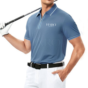 Polo de golf de alta calidad con cremallera de un cuarto para hombre, tejido básico de mezcla de algodón con un aspecto deportivo transpirable. - Product Image 4