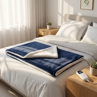 Manta Térmica de Franela y Sherpa de 62*84 Pulgadas, 3 Niveles de Calor, Apagado Automático en 12 Horas, Lavable a Máquina, para el Hogar, con Certificado FCC/ETL
