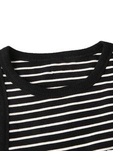 Camisetas sin mangas con cuello redondo, personalizadas con logotipo, estampado de rayas blancas en la parte delantera, tejido acanalado, para mujer, informales, transpirables, de spandex/algodón - Product Image 5