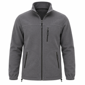Chaqueta de Forro Polar Personalizada para Hombre, con Cierre Completo, Cuello Alto, Bolsillos con Cremallera, Abrigo Cálido para Invierno, Tono Neutro, Chaqueta de Forro Polar Personalizada - Product Image 1