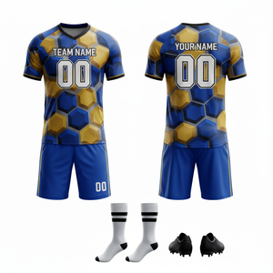Uniforme de Fútbol de Verano Premium al por Mayor para Equipos |   Pantalones Cortos Deportivos de Jersey 100% Poliéster que Absorben la Humedad |   Completamente - Product Image 2