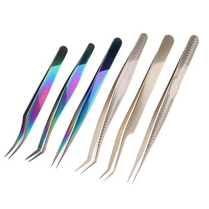 Pince à cils chirurgicale Ovexa en acier inoxydable arc-en-ciel, pointe incurvée, précision lisse, 10 mm, extension de fibres de haute qualité - Product Image 3