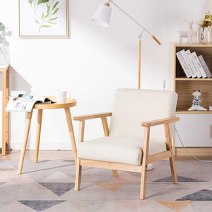 Sillón de Ocio Tapizado Industrial con Estructura de Madera de Caucho Sólido y Asiento Acolchado para Sala de Estar, Dormitorio y Salón - Product Image 2