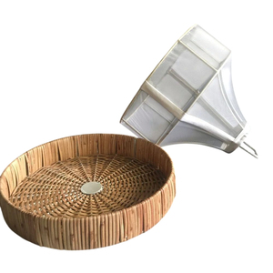 Bandeja de ratán tejida a mano para chocolate con cubierta de lino transpirable, elegante carpa plegable para alimentos, ideal para exhibición de postres en bodas y hoteles. - Product Image 5