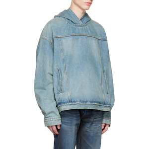 เสื้อฮู้ดดี้เดนิมผู้ชาย ODM รุ่นยอดนิยมสำหรับฤดูหนาว - คุณภาพสูง ผ้าฝ้าย 100% ทรงโอเวอร์ไซส์ ระบายอากาศได้ดี กันน้ำ แฟชั่น - Product Image 3