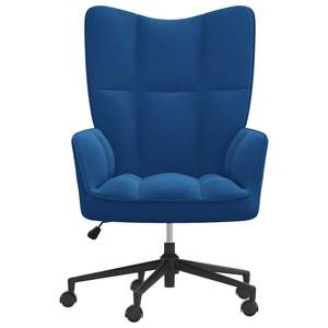 Silla de Oficina Relajante de Terciopelo Azul con Base de Acero Ajustable en Altura - Product Image 3
