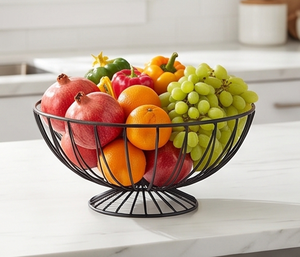Moderna Cesta de Almacenamiento de Alambre Metálico con Acabado Negro, Frutero Decorativo Multiusos, Elegante Adorno de Cocina - Product Image 6
