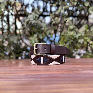 Cinturón de Cuero Artesanal Resistente, Estilo Polo, con Hilo Encerado Vintage, Acabado Suave de Nubuck, 35 mm de Ancho, Hebilla de Aleación, Color Personalizable - Product Image 1