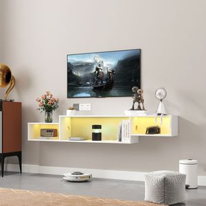 ขาตั้งทีวีแบบลอยติดผนังขนาด 65.35 นิ้ว พร้อมไฟ LED 20 สี และแท่นชาร์จ - Product Image 2