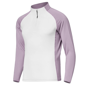 Unisex Long Sleeve High Neck Zipper Sport Shirt Moisture Wicking Breathable Fitted Polyester Top All Seasons Adult - Product Image 3