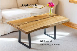 Mesa de Centro de Madera Rústica con Borde Natural, Estructura Metálica, Diseño Moderno, Hecha a Mano para Muebles de Sala - Product Image 3