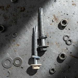 Vis autoperceuse à tête hexagonale en acier au carbone classe 4.8/6.8, galvanisée/zincée, filetage grossier, rondelle EPDM, fixation métallique, en pouces - Product Image 1