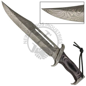 Nouveauté : Couteau Bowie en acier Damas de 15 pouces avec manche en bois, couteau de survie de collection, lame fixe tranchante, couteau de chasse d'extérieur - Product Image 5