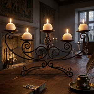Candelabro de Hierro Forjado de Lujo y Duradero KHP KHP-CDN3, Centro de Mesa con Portavelas Antiguo, Decoración de Mesa para Bodas y Navidad - Product Image 4