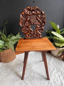 เก้าอี้ห้องโถงไม้วอลนัทแกะสลักสไตล์คอนติเนนตัลโบราณ - Product Image 5