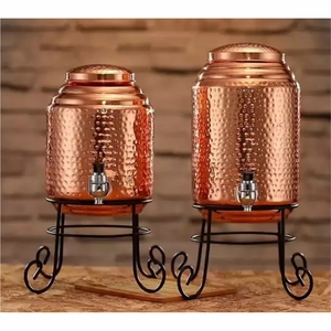 Handmade Hammered Copper Water Dispenser Tank Beverage Dispenser <b>Jar</b> with Spigot & Stand Vintage Wedding Party Drinkware - Product Image 1